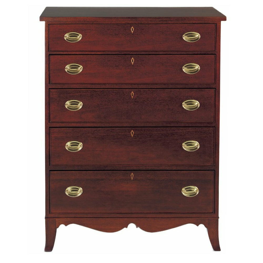 Hepplewhite 5 Drawer Chest TM Keyholes & Beaded