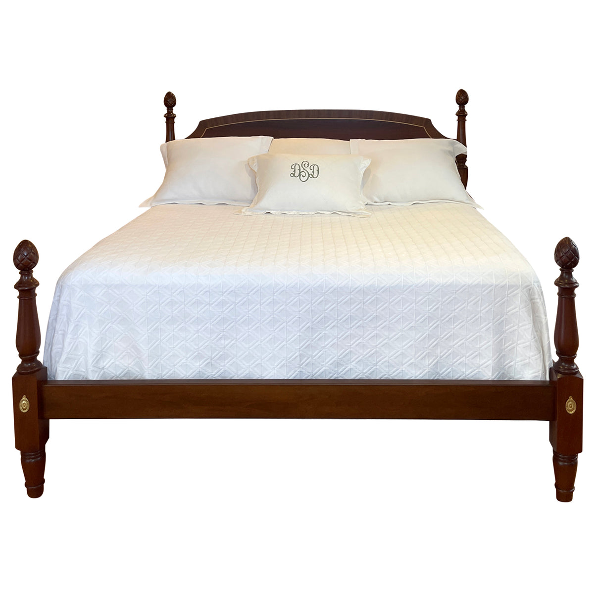 Carved Pineapple Bed 4" Inlay hdb Short Foot King