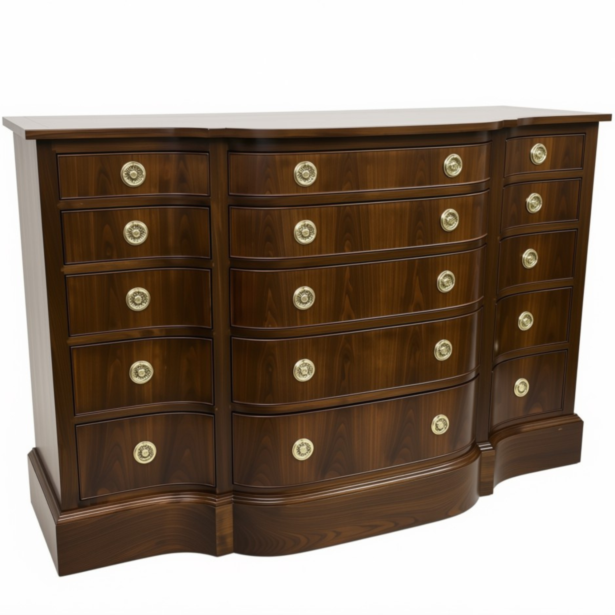 Chippendale Bowfront 5-Drawer Chest